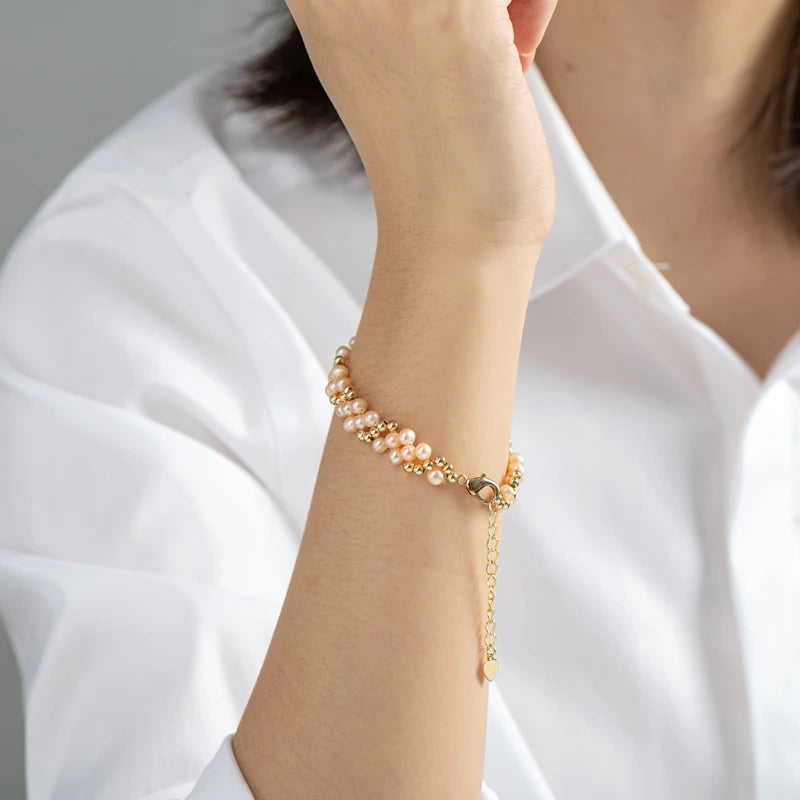 14K Gold Plated Pearl Bracelets for Women 5MM Cute Pearl Jewelry as Easter Basket Wedding Bridesmaid Gifts Jewelry Birthday Acc
