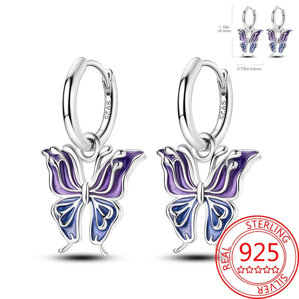 Ear Ring Series 925 Sterling Silver Star Moon Unicorn Tulip Flower Butterfly Bee Geometry Earrings Ladies Pairing with Jewelry