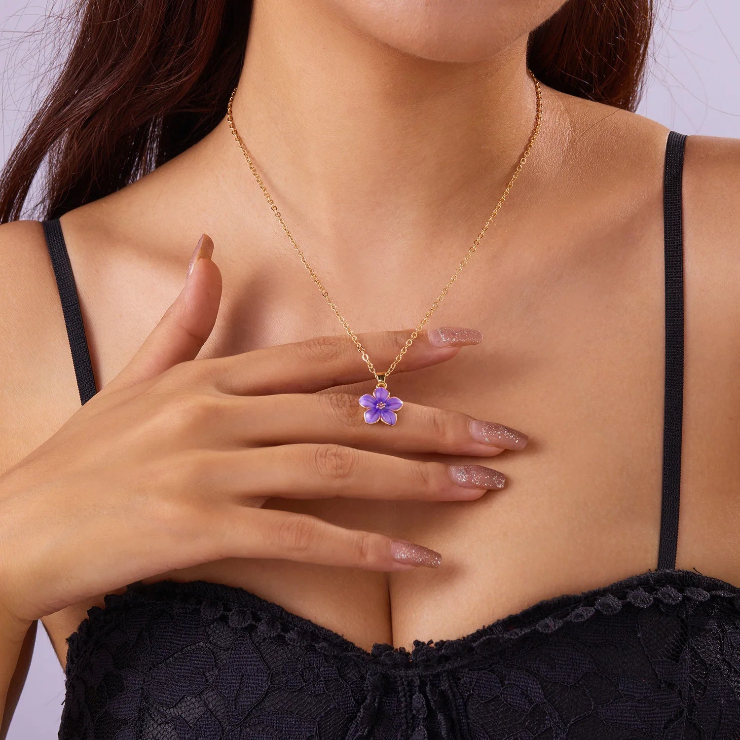 New Flower Pendant Necklace for Women Romantic Cherry Blossom Gold Color Metal Chain Choker Girls Party Wedding Neck Jewelry - Madeinsea©