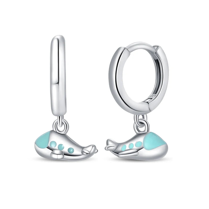 Classic Earrings For Women Girls 925 Silver Sparkling Four Leaf Clover Dragonfly Bees Double Hoop Earrings Luxury Party Jewelry