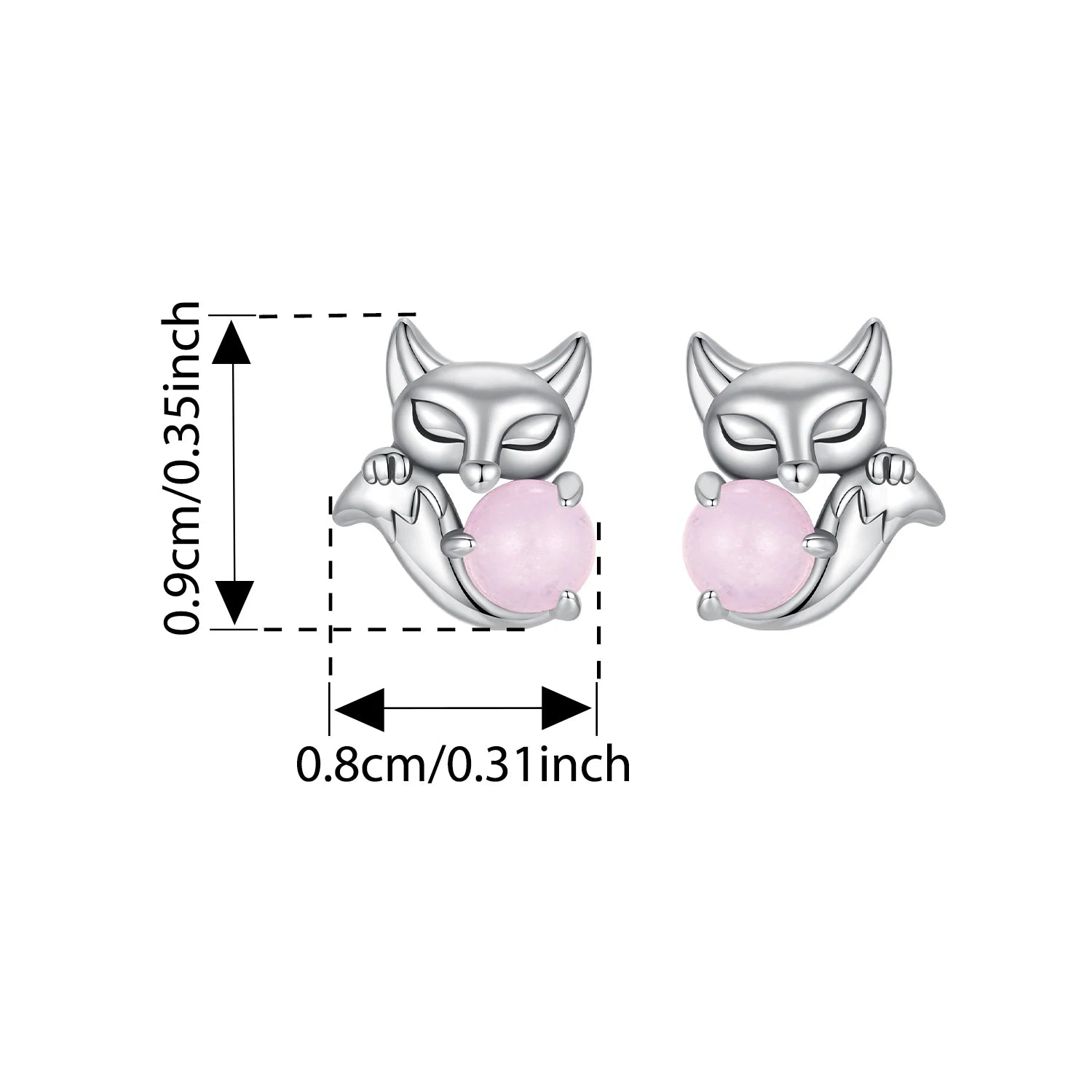 BISAER Real 925 Sterling Silver Mini Kitty Stud Earrings Fox Koala Panda Bear Animals Stud Ear For Girls Party Fine Jewelry Gift