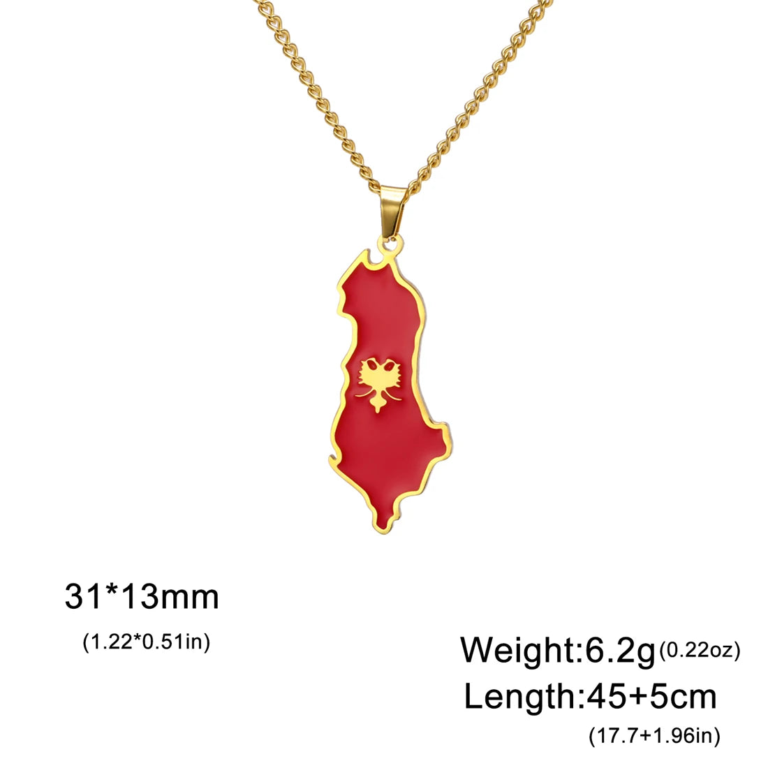 EUEAVAN European Country Map Necklace Stainless Steel Drip Oil Poland France Portugal Romania Ukraine Italy Germany Flag Jewelry