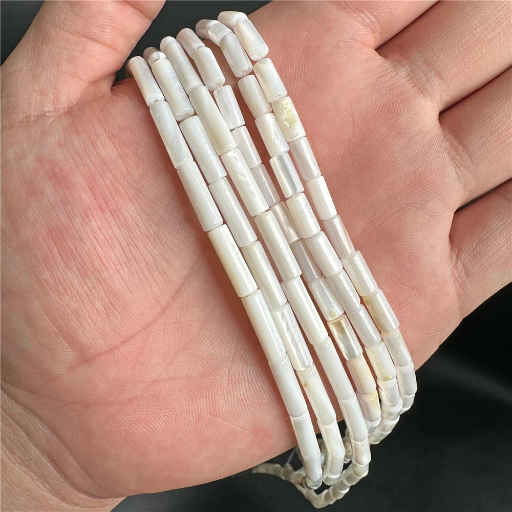 Natural White Mother of Pearl Shell Beads Oval Round Freshwater Shell Beads for Jewelry Making Necklace Bracelet DIY 15" - Madeinsea©
