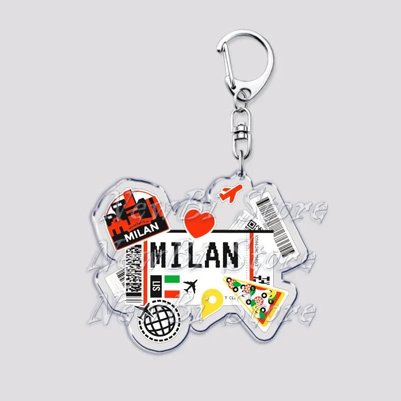 Hot Boarding Pass Keychains for Accessories Bag  NEW YORK TOKYO SEOUL PARIS LONDON Travel Souvenir Tickets Keyring Friends Gifts