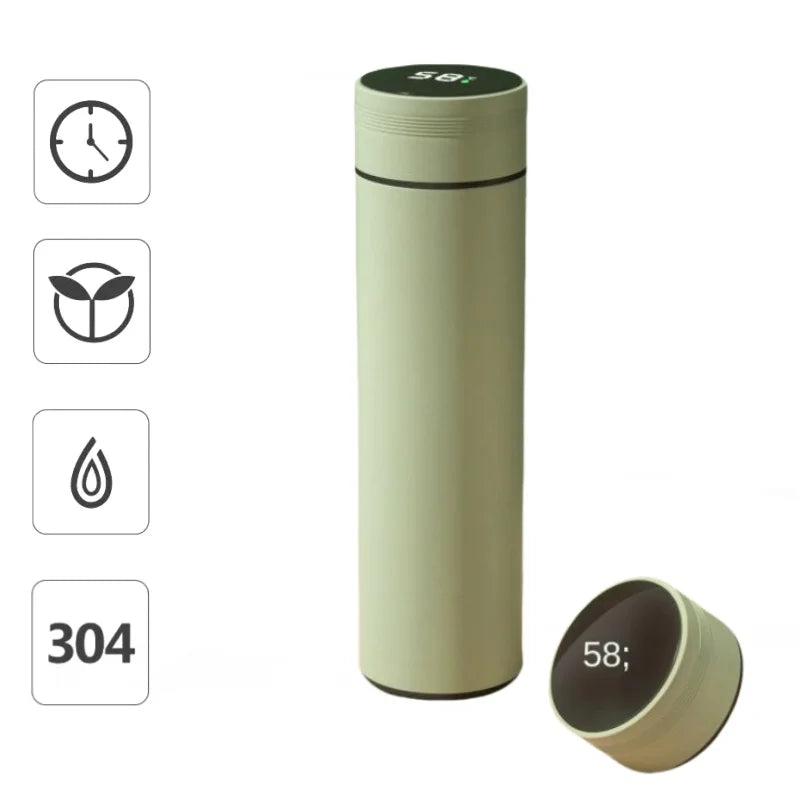 2025 Smart Display 304 Stainless Steel Thermos Cup Vacuum Water Cup for Men and Women Students High Value Office Cup