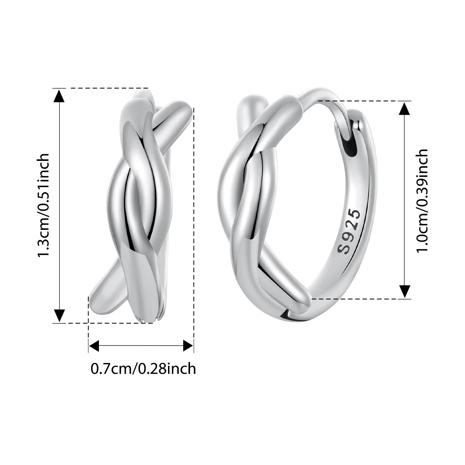 BISAER 925 Sterling Silber Twisted Hoop Ohrringe Runde Klassische Hypoallergen Ohr ClipFür Frauen Party Original Edlen Schmuck Geschenk