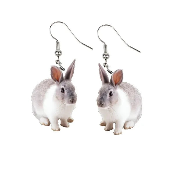 Boucles d'oreilles pendantes en acrylique pour femme, cadeau de Pâques, motif lapin mignon, bijoux intéressants pour festival et fête