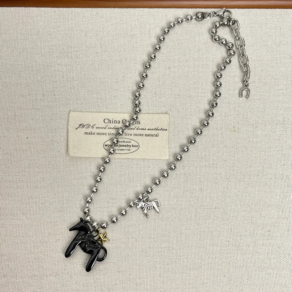 Cute Sweet Cool Pony Pendant Woman Necklace