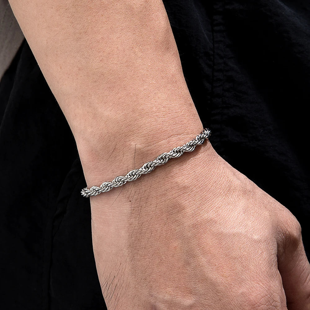 MKENDN 2/3/4/5MM Delicate Twisted Chian Bracelet for Women Men Minimalist Punk Silver Gold Color Stainless Steel Fashion Jewelry