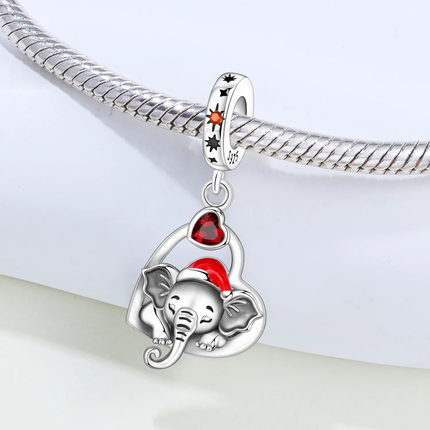 PANPOKI 925 Sterling Silver Love Christmas Elephant Pendant Bead Original Pendants Bracelet Charm Jewelry Party DIY Trendy Gift