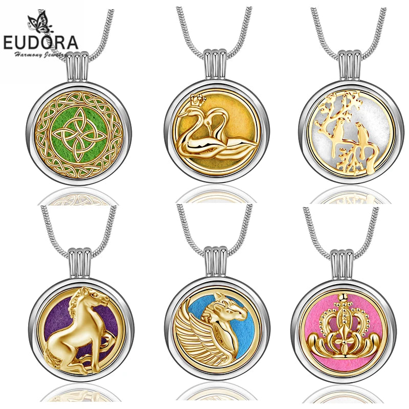 Eudora Copper Perfume Essential Oil Diffuser Necklace Aromatherapy Diffuser Locke Pendants Healing Jewelry Gift