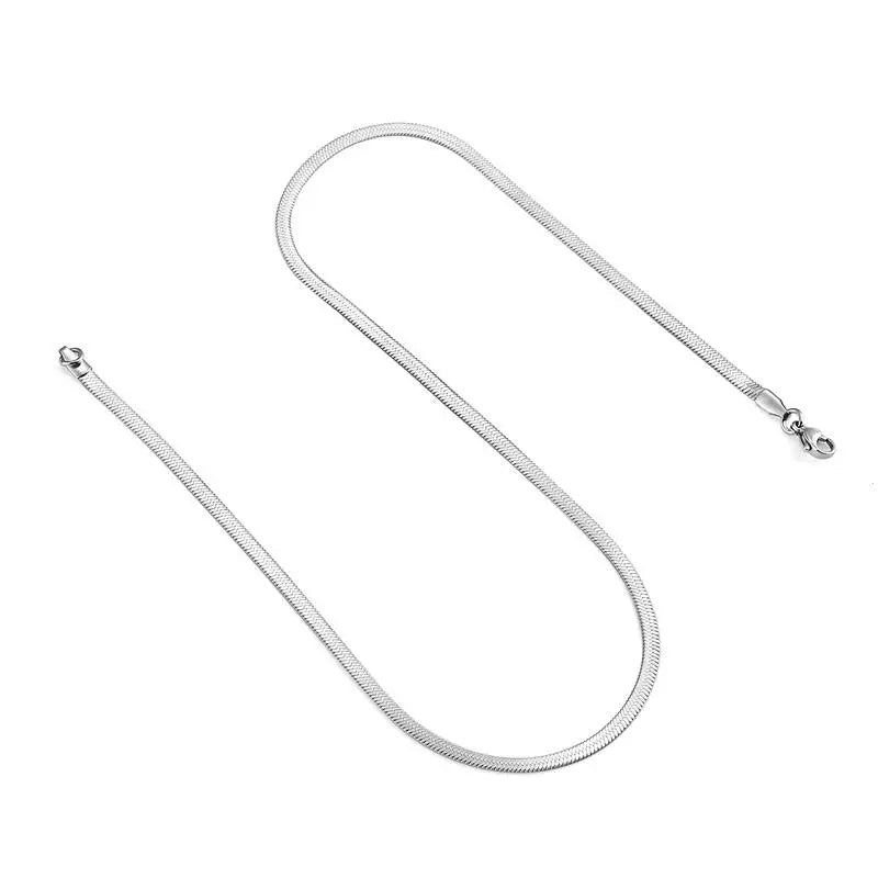 Stainless Steel Flat Necklace Waterproof Filmy Snake Chain Men Gift Jewelry Various Length Choker Clavicle Necklace