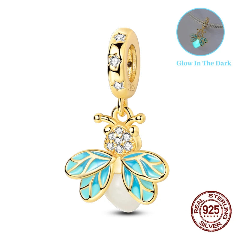 Classic 925 Sterling Silver Beads Luminous Firefly Star Chameleon Charms Pendants Fit Original Bracelet DIY Jewelry For Woman