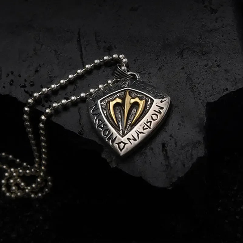 Retro Neptune Poseidon Trident Necklace Ukraine National Emblem Pendant Men\\\\\\'s Fashion Cool Trendy Jewelry Accessories