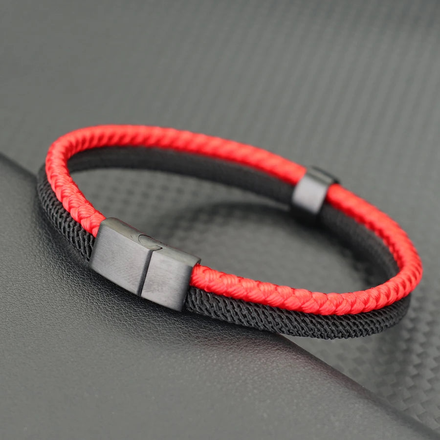 Grade A Keel Rope Bracelet Men Unfading Detachable Magnet Buckle Bangle Leisure Pulseira Homme Bicolor String Wrap Braclet Joias