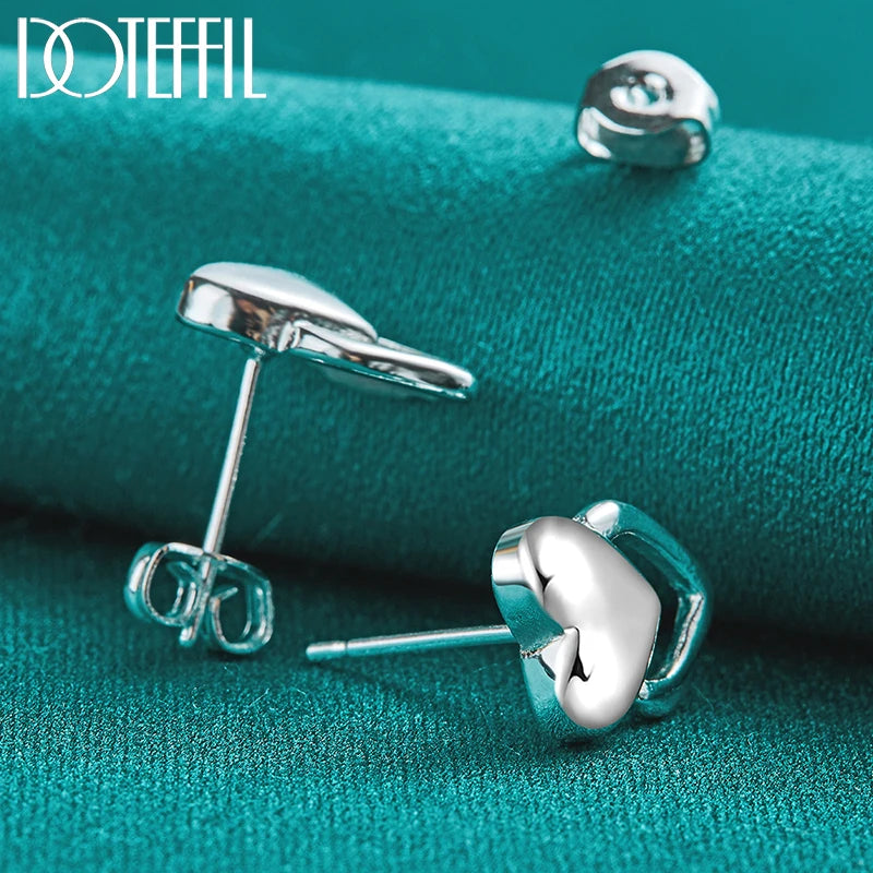 DOTEFFIL 925 Sterling Silver Heart Stud Earrings For Woman Wedding Engagement Fashion Party Charm Jewelry