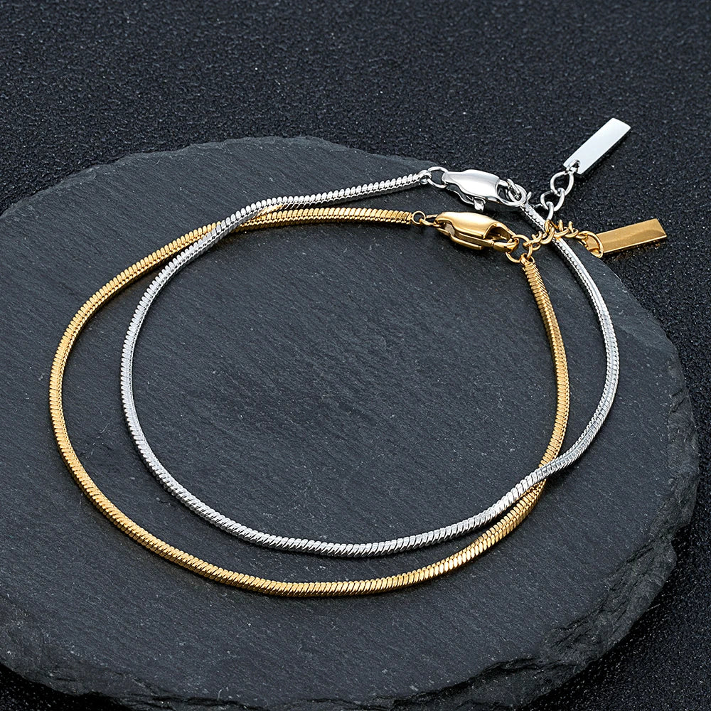 MKENDN 1.5mm Minimalist Stainless Steel Octagonal Chain Bracelet Fashion Men Women Biker Jewelry Gifts - Madeinsea©