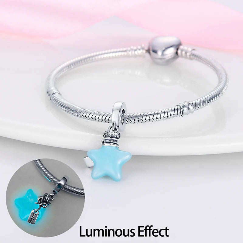 Classic 925 Sterling Silver Beads Luminous Firefly Star Chameleon Charms Pendants Fit Original Bracelet DIY Jewelry For Woman
