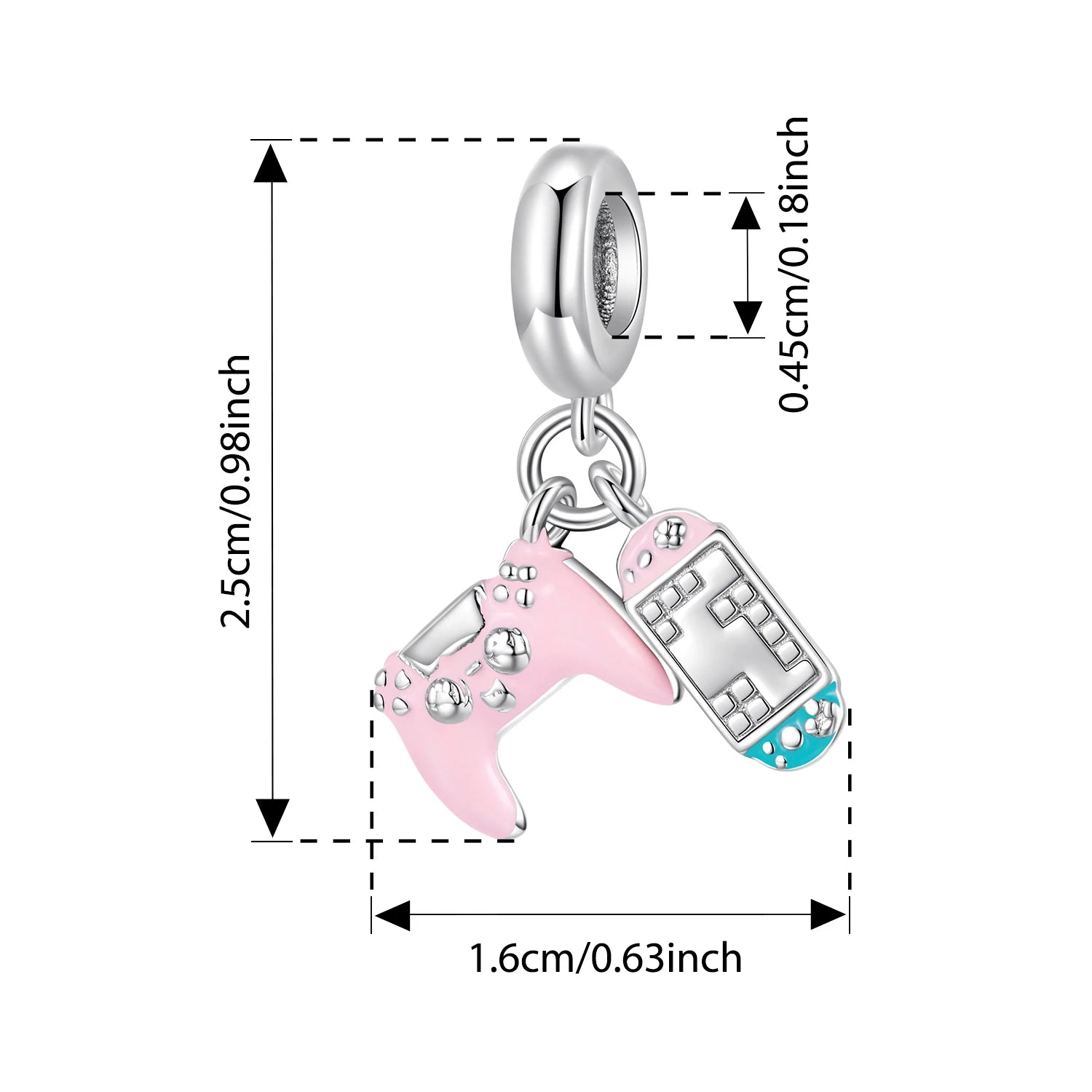 BISAER 925 Sterling Silver Pink FireworkAs Castle Pendant Game Consoles Suitable Charm Bead Fit Women DIY Bracelet Fine Jewelry