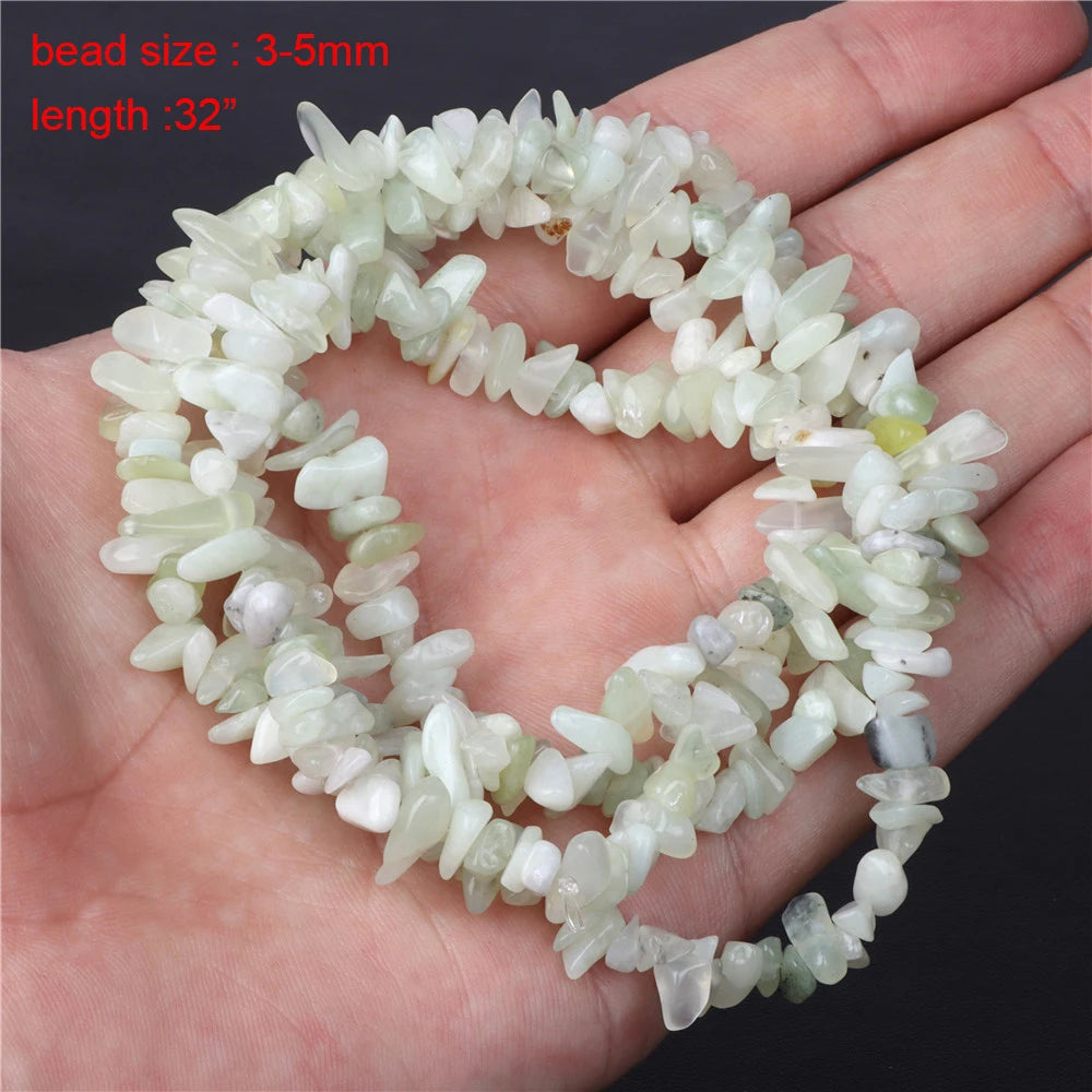 Natural Stone Beads Green Prehnites Round Faceted Loose Spacer Raw Chip Bead For Jewelry Making Needlework Diy Bracelet Necklace