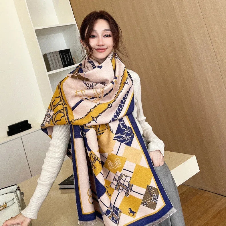 Print Cashmere Scarf Women Thick Warm Winter Blanket Brand Female Luxury Quality Shawl Wrap Bufanda 2025 Poncho Echarpe Pashmina
