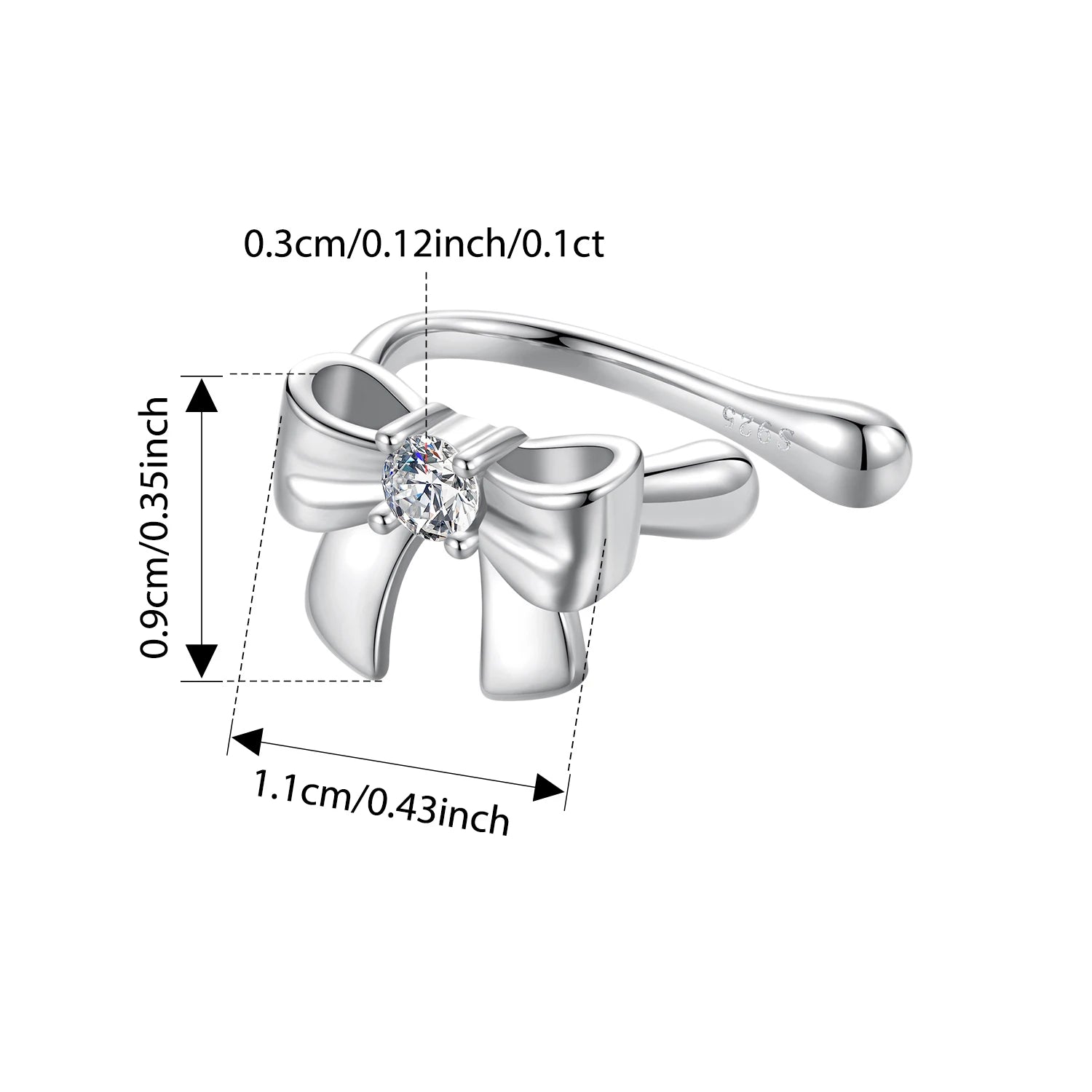 BISAER Pearl Moissanite Bowknot Ear Clips 925 Sterling Silver VVS1 Clarity Lab Created Diamond For Women Wedding Jewelry Gift