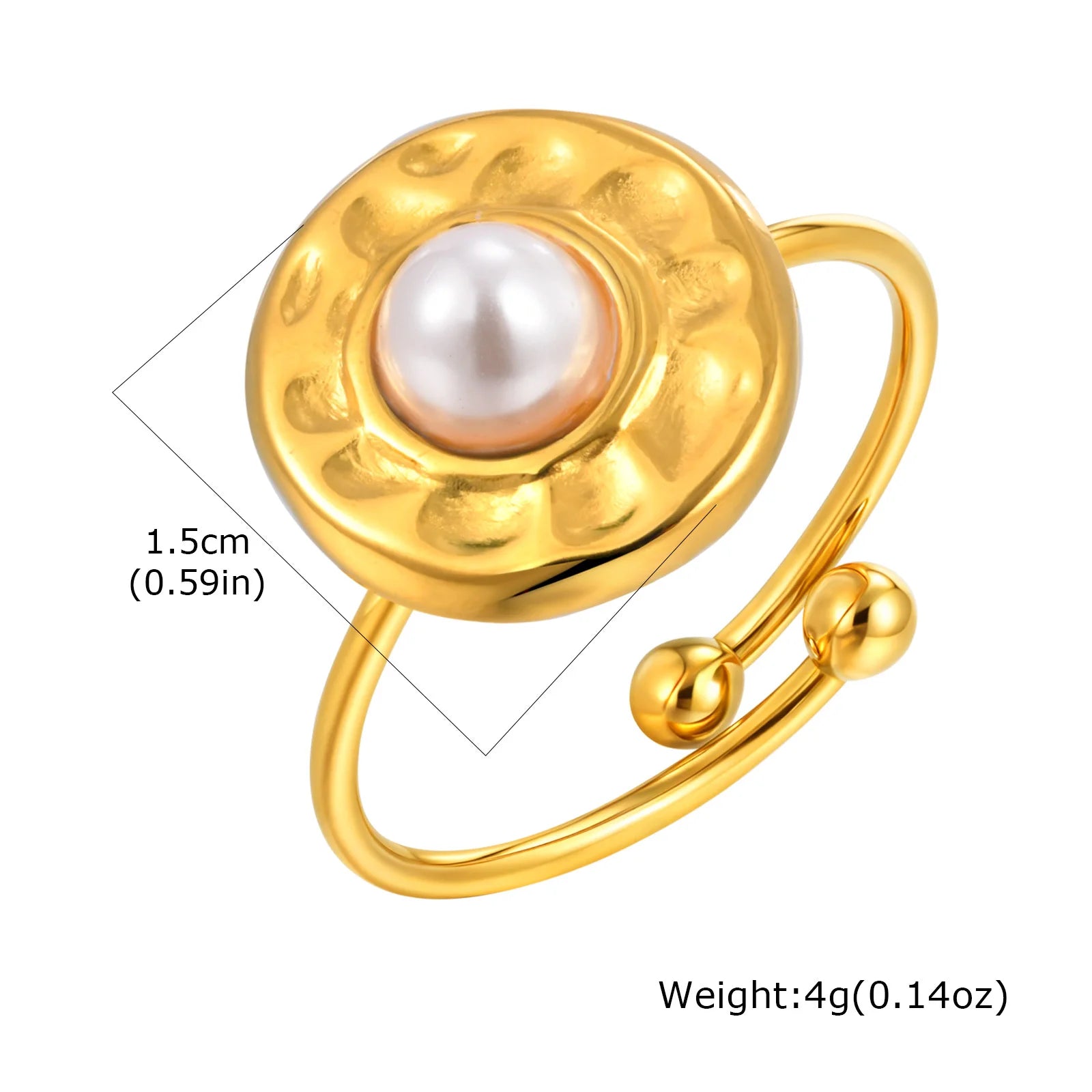 Vnox Elegant Natural Stone Stainless Steel Rings Fashion Colored Pearl Opal Turquoise Rings For Women Retro Waterproof Jewelry