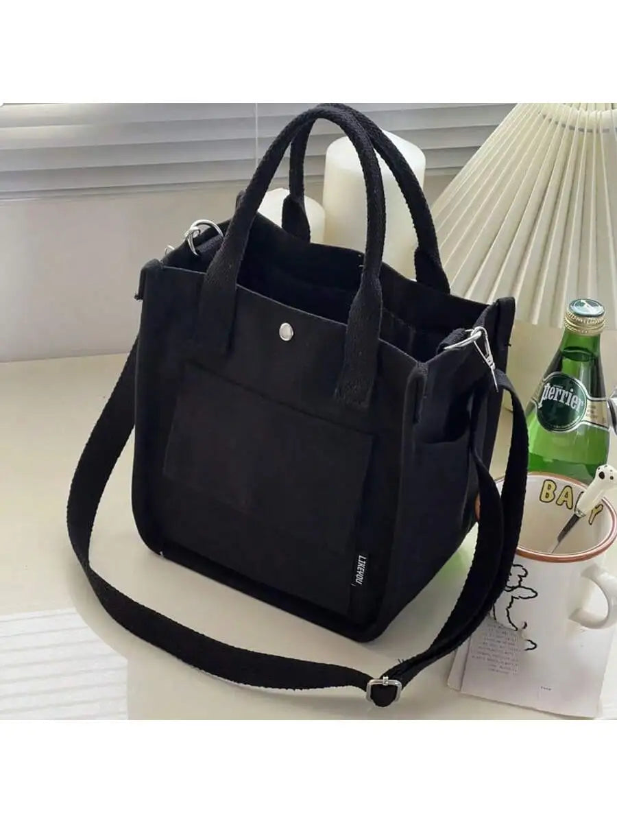 Chic Compact Canvas Tote,Multi-Pocket,Versatile Crossbody & Lunch Storage Bag,Korean Ins Multi-Compartment Mums And Babies Go Ou