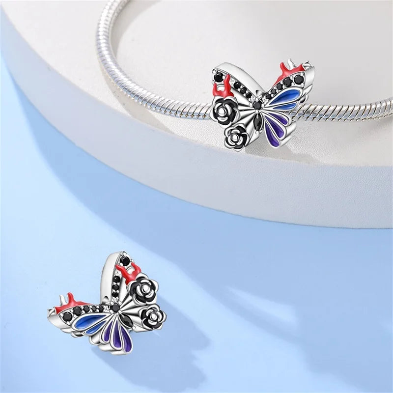 2025 New 925 Silver Rose Romantic Butterfly Skull Charms Beads Fit 3mm Original Bracelet DIY Jewelry Valentine's Day Gift