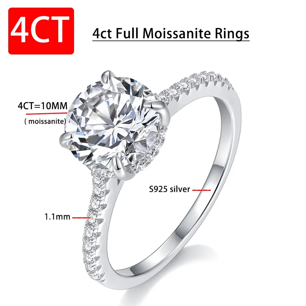 Serenity 1ct 2ct 3ct 4ct D Color Moissanite Rings For Women Man Gift 100% S925 Sterling Silver Eternity Rings Plated 18K Jewelry - Madeinsea©