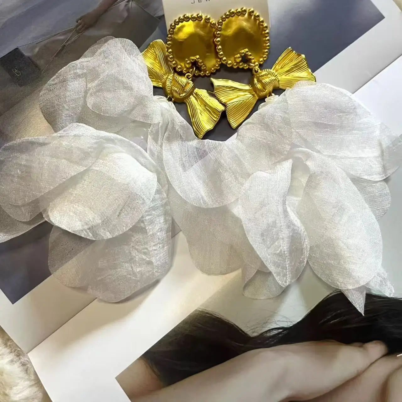 ZAA Personalized Trendy Resin Flower Water Drop Long Earrings