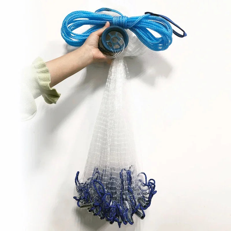 Lawaia Wurfnetz aus Monofilament-Nylon, amerikanisches Fischernetz, Handwurfnetz mit Senkblei, Outdoor-Sportfischernetz