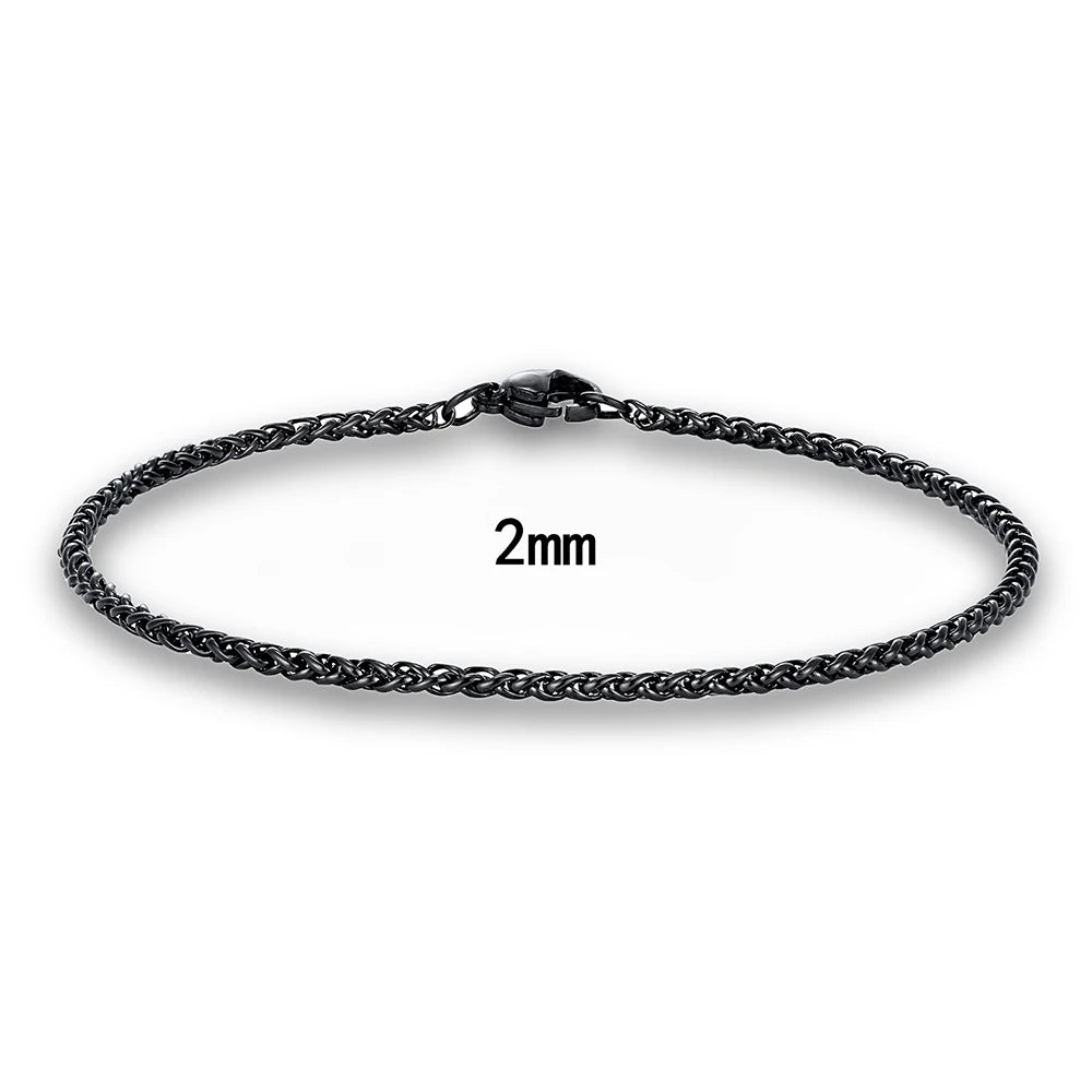 MKENDN Punk Rock Style Keel Chain Bracelet Thickness 2/3/4/5/6mm Hypoallergenic Four-Side Twist Chain For Men Women Fashion Gift