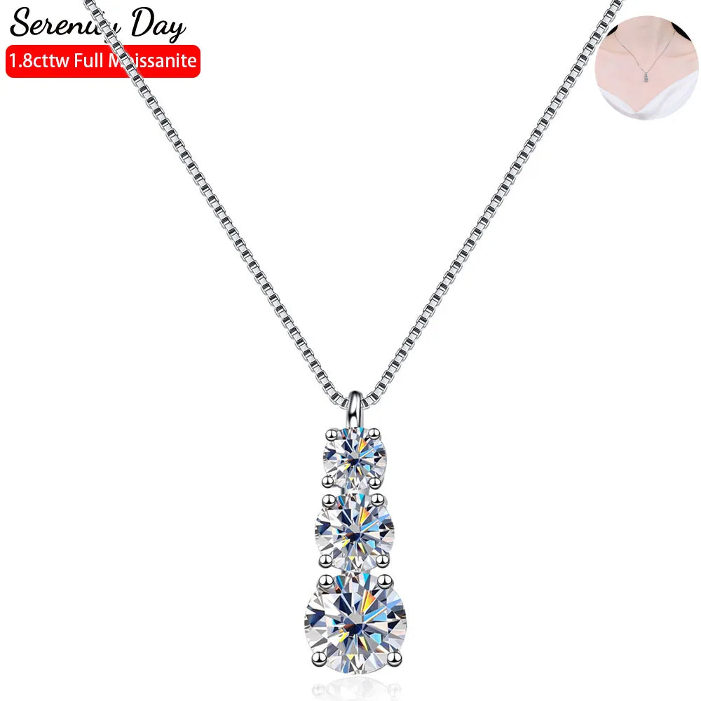 Serenity 1.8ct D Moissanite Pendant Necklace Women Gift S925 Sterling Silver Jewelry Sparkling Lab Diamond Neck Chain Plated 18K - Madeinsea©