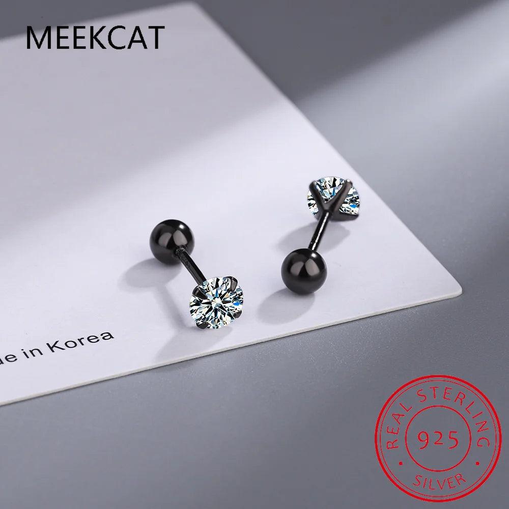 S925 Sterling Silver D Color 1 Carat Moissanite Screw Earrings For Women Fine Jewelry Platinum 4 Prong Earring Party Gift
