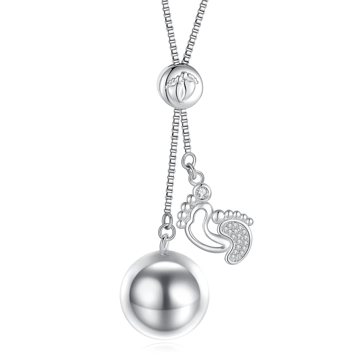 Eudora Bola de Grossesse Baby Footprint Pendant Harmony Ball Baby Chime Ball Angel Caller Necklace DIY Maternity Jewelry Women