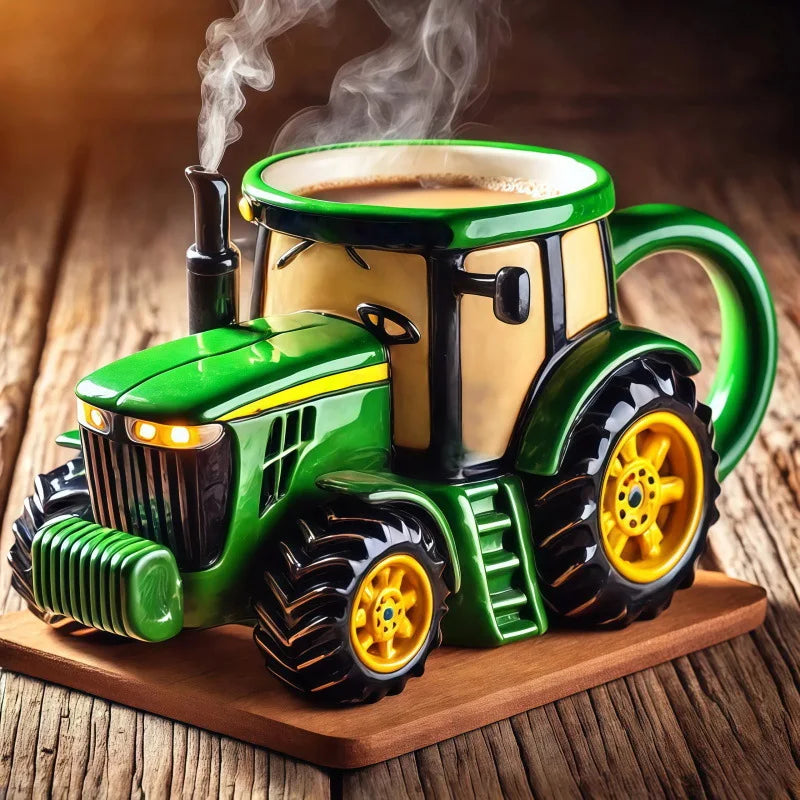 Vintage Green Tractor Farm Equipment Themed Mugs Retro Agriculture Design Coffee Mug for Farmers And Agriculture Lovers