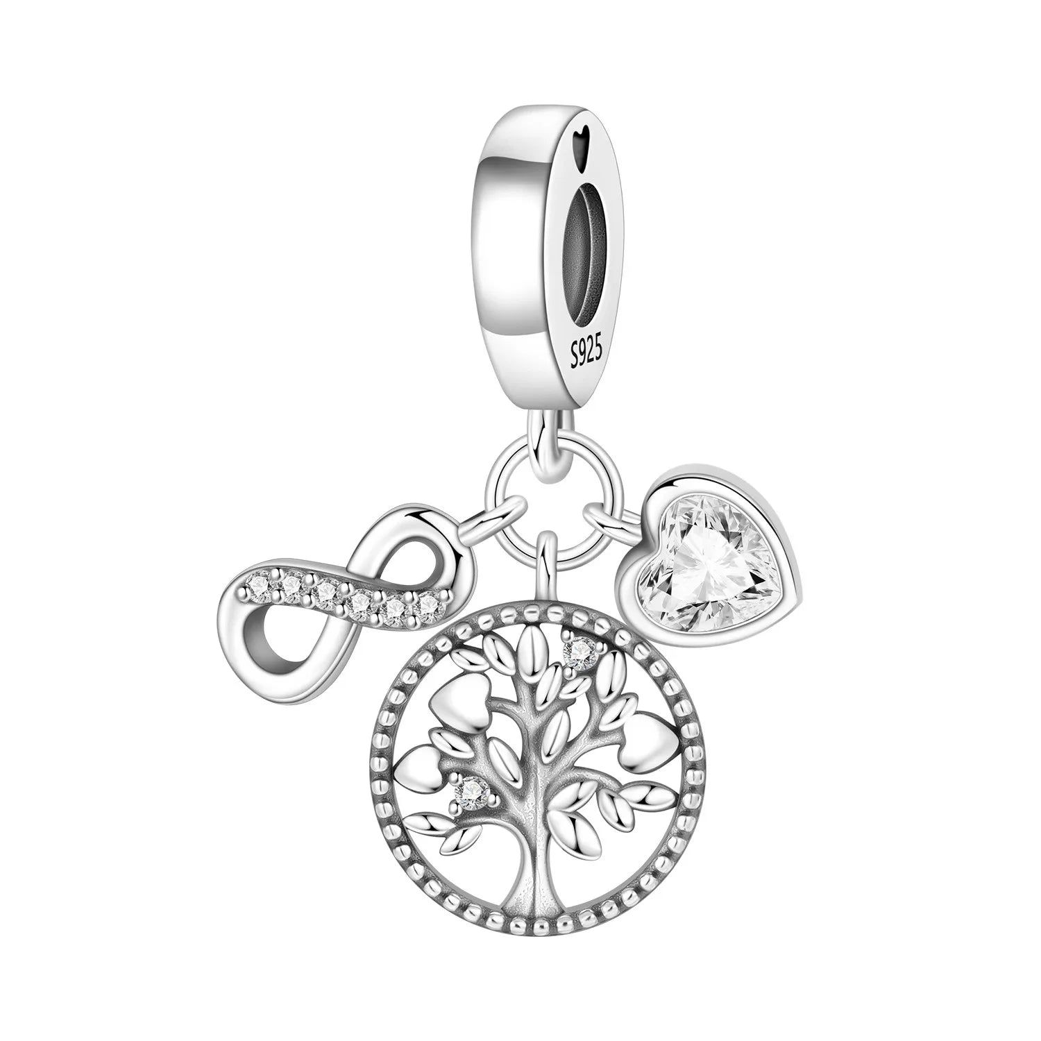 PANPOKI 925 Sterling Silver Tree of Life Unlimited Symbol Pendant Beads Original Bracelet Charm Jewelry Party DIY Trendy Gifts