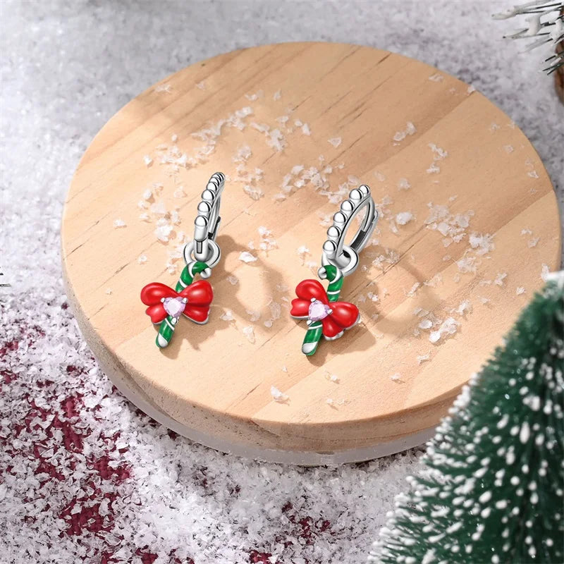 Christmas Series For Womens Earrings 925 Sterling Silver Christmas Bell Flower Apple Earrings Fine Party Wear Jewellery Gift