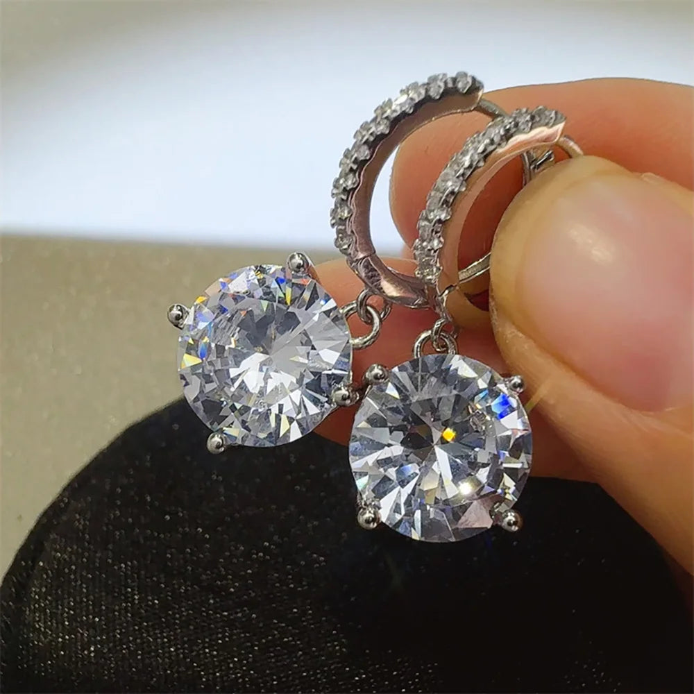 Serenity 10ct D Color Moissanite Drop Earrings for Women Wedding Bridal 100% 925 Sterling Silver Pendant Earrings Plated 18K GRA - Madeinsea©
