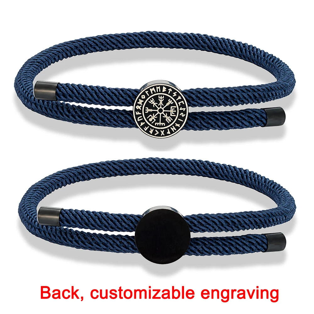Bracelet amulette runique viking MKENDN pour hommes et femmes, tressé à la main, ajustable, motif personnalisé avec nom, bijoux pour couples