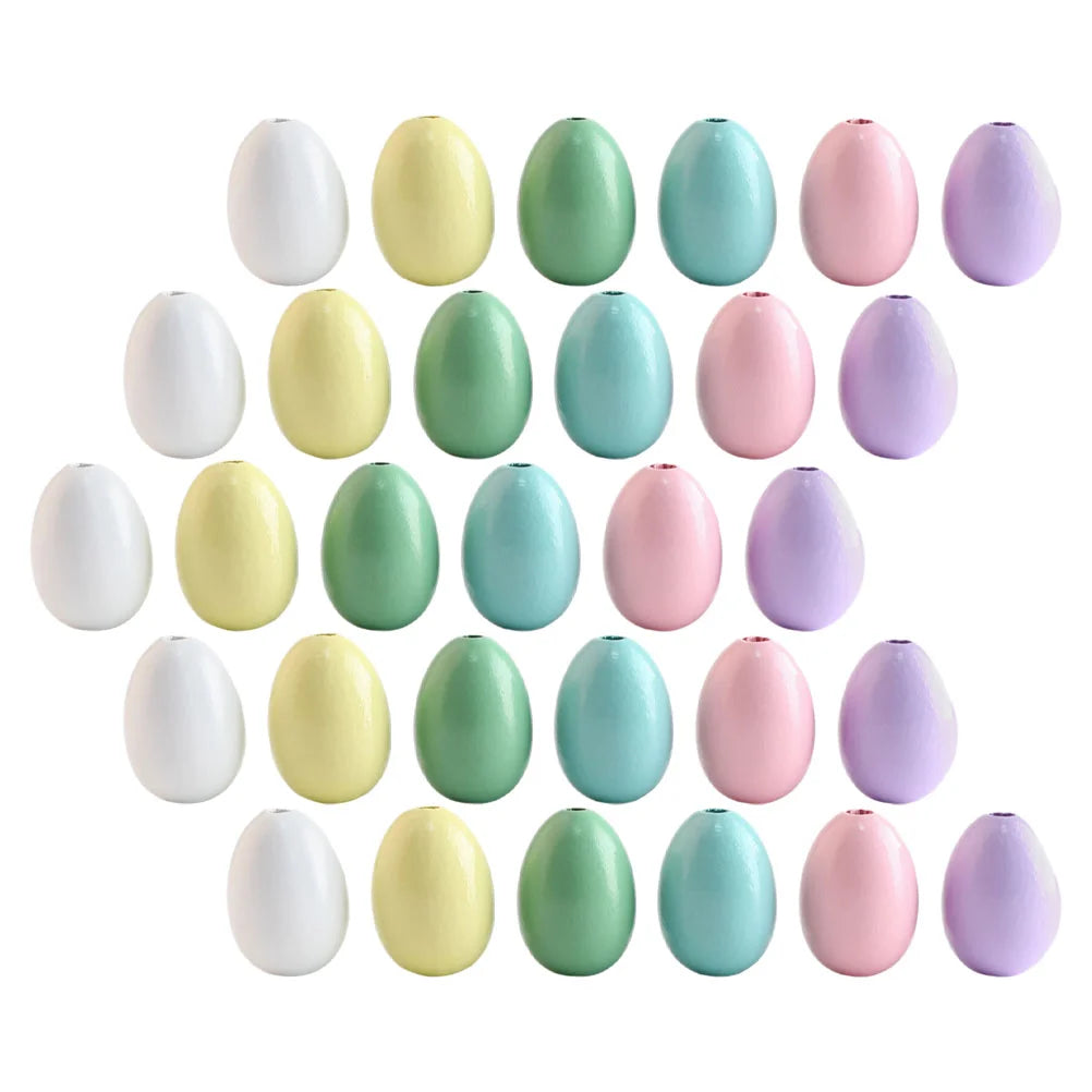 60 Pcs Wooden Beads Diy Supplies Garland Bead Necklace Diy Beads Handcraft Wood Beads Easter Beads For Wooden Loose Beads Egg