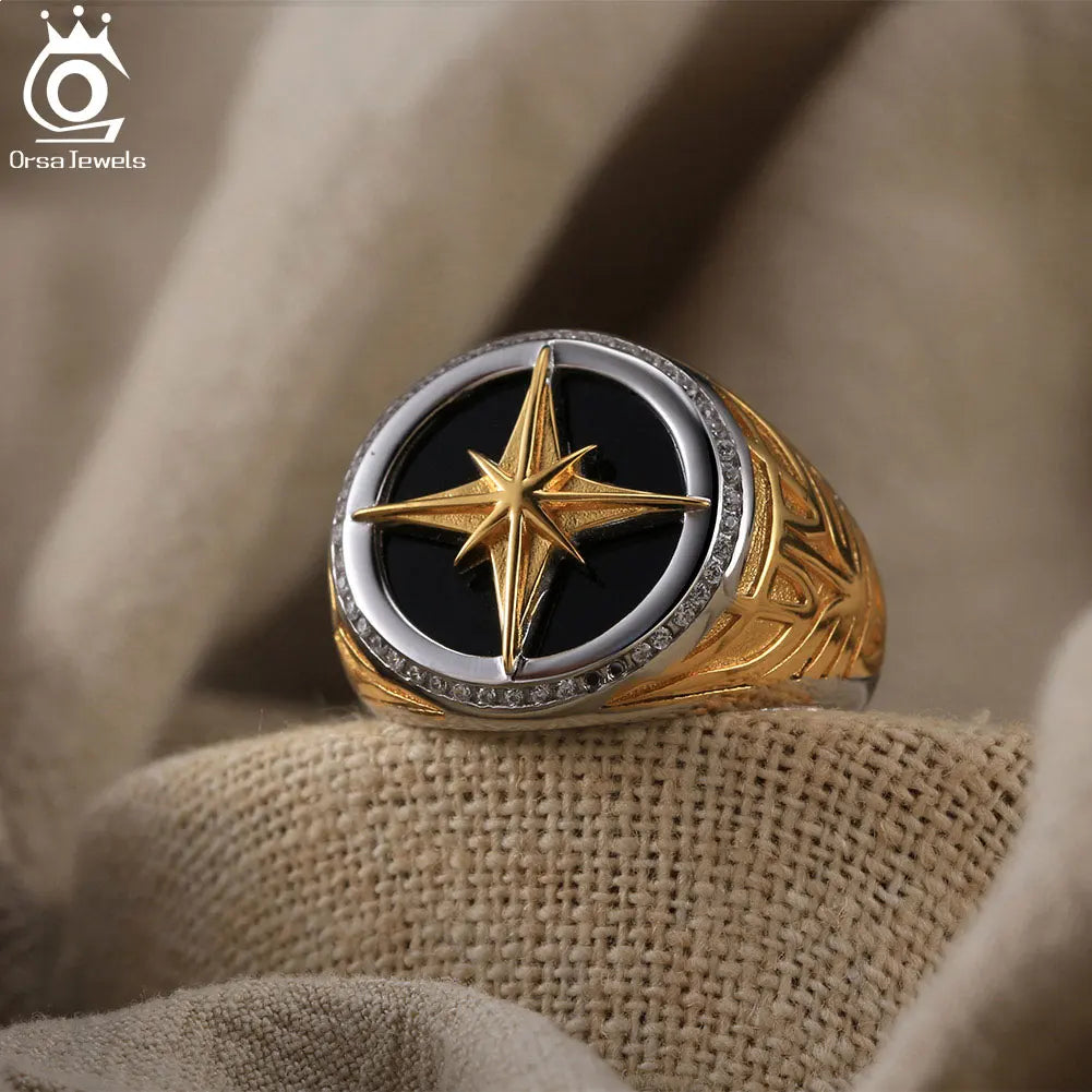 Gold Plated 925 Sterling Silver Vegvisir Viking Compass Ring