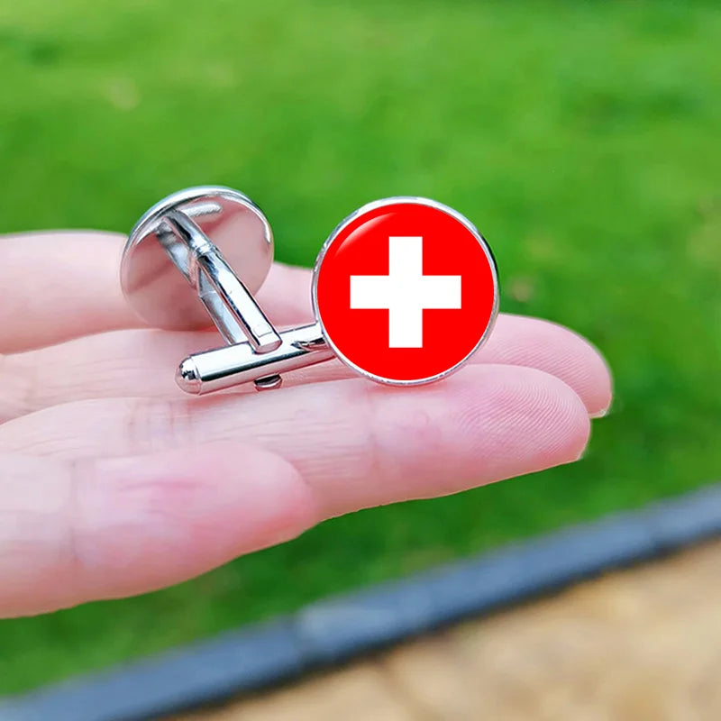 2024 France Flag Cufflinks Spain Chile Russia Netherlands Serbia USA Czech Republic Portugal Norway Switzerland Cuff Links Gift