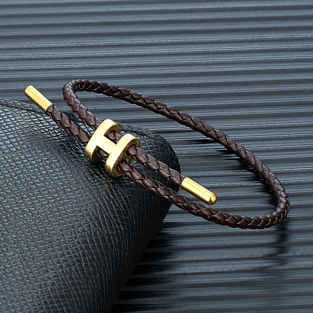 MKENDN Adjustable 3mm Red Braided Leather Bracelet for Men & Women Stainless Steel Jewelry Classic Simple Unisex Couple Gift