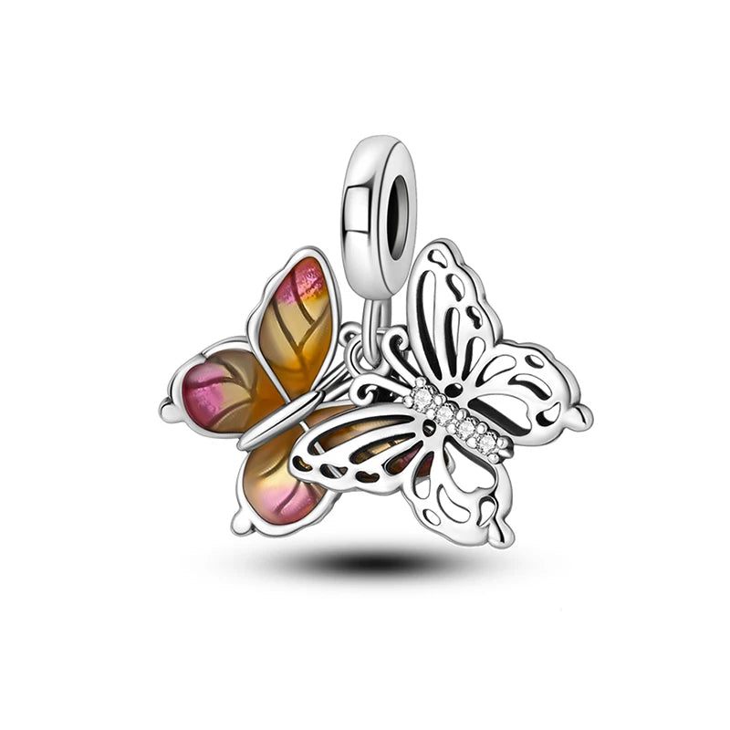 Spring 925 Sterling Silver Butterfly Snail Swallow Charms Beads Fit 3mm 925 Original Bracelets DIY Jewelry Birthday Gift