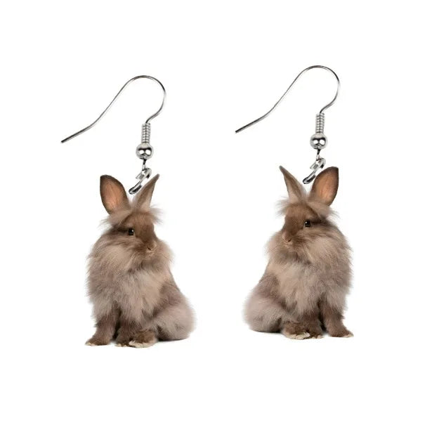 Boucles d'oreilles pendantes en acrylique pour femme, cadeau de Pâques, motif lapin mignon, bijoux intéressants pour festival et fête