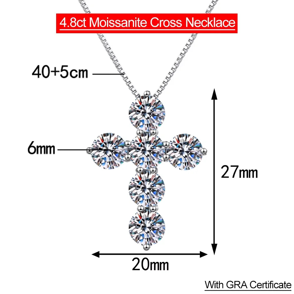 Serenity 4.8ct D Color Moissanite Cross Necklace for Women Gift S925 Sterling Silver Plated 18K Jesus Pendant Neck Chain Jewelry - Madeinsea©