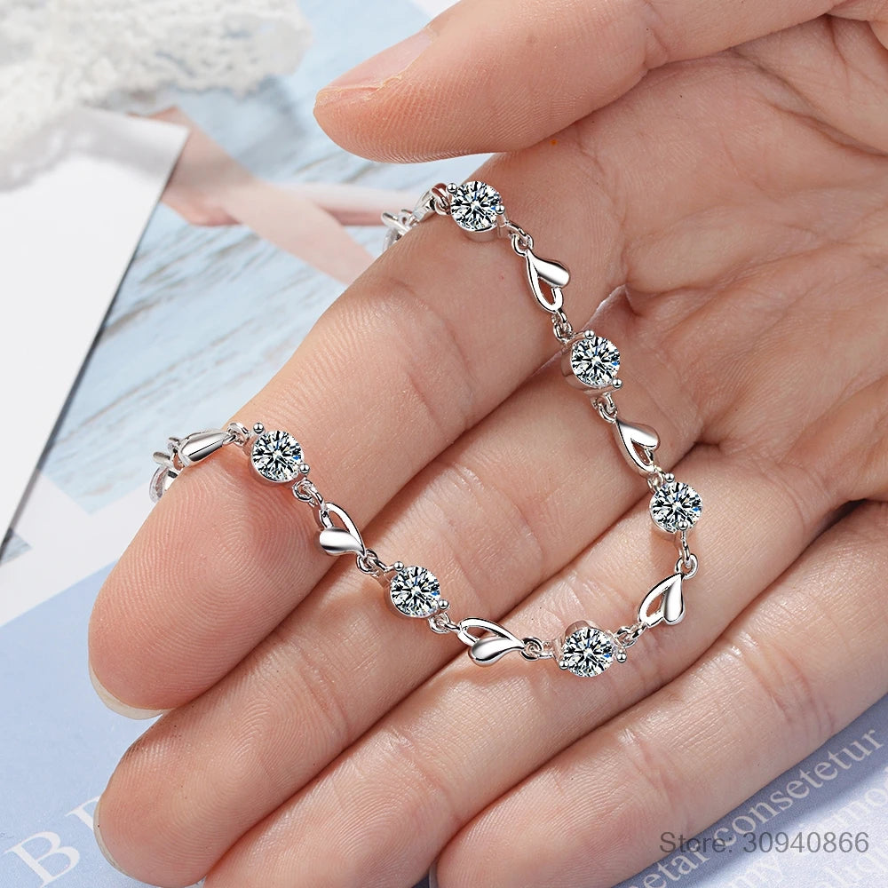 D VVS1 All Moissanite Heart Bracelet Necklace 925 Sterling Silver Prom Party Fine Jewelry with GRA Bracelets for Women