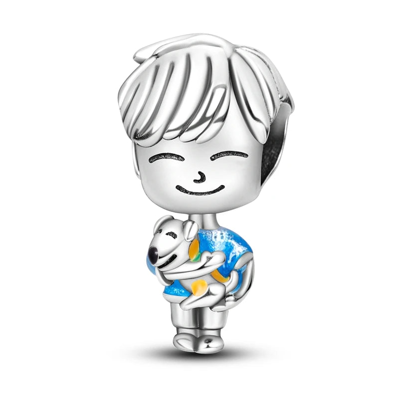 925 Sterling Silver Boy Girl Couple Lovers Beads Marriage Charms Dangle Fit Original  Bracelet Charms Jewelry Women DIY